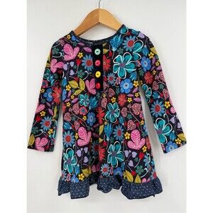 Zaza Couture Girl's Floral Cotton Long Sleeve Tunic Dress | Multi | 4T